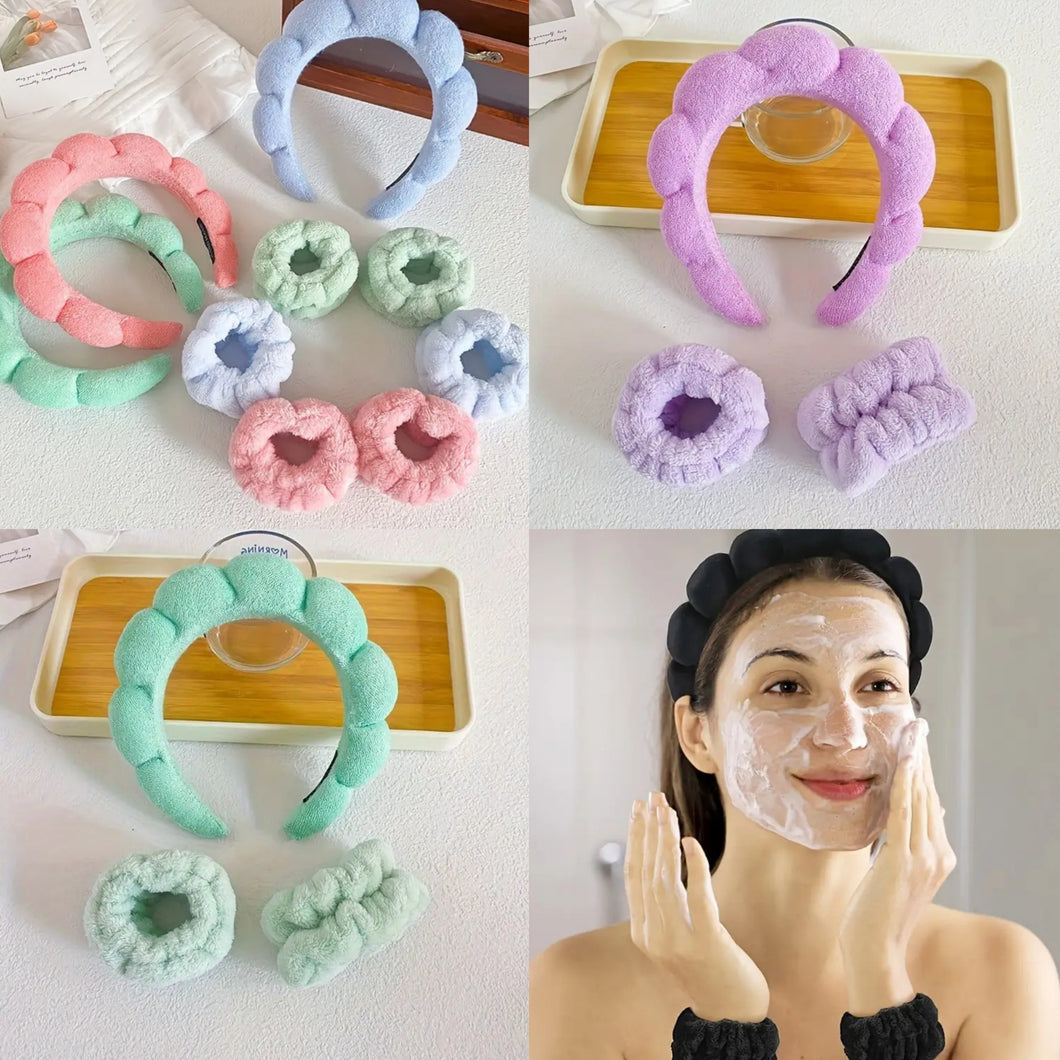 Diadema y muñequeras anti escurrimiento para skin care