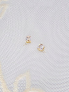 Aretes cristal cuadrado - Acero inoxidable