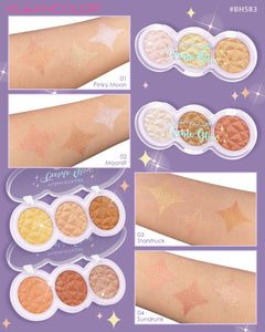 Paletas de iluminadores treble glow- highlighter modelo a elegir(pinky moon, moonlit, starstruck, sundrunk) - KLEANCOLOR